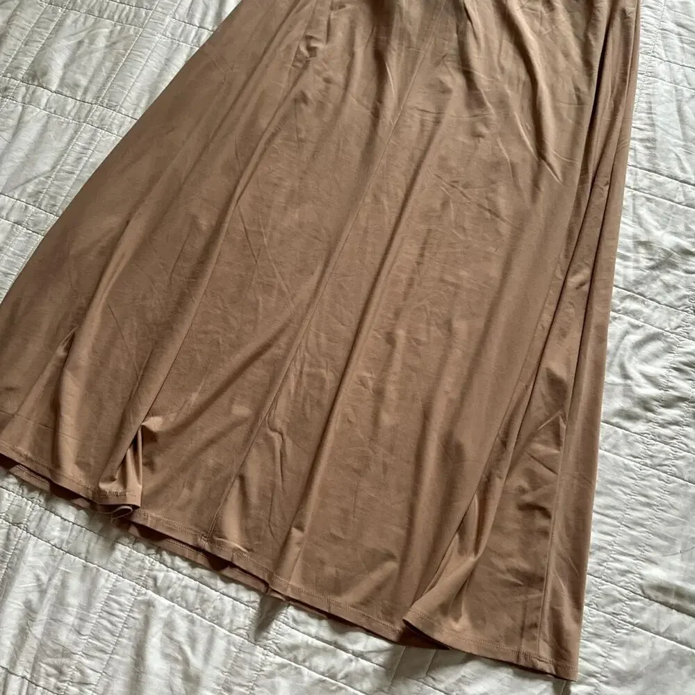 NY Collection neutral beige maxi skirt womens L layering minimalist stretchy - Picture 6 of 8